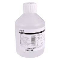 500 ml Flasche Braun Aqua Spüllösung mit weißem Etikett auf weißem Hintergrund