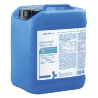 Blauer 5-Liter-Kanister mit instru AF Flächendesinfektionsmittel auf weißem Hintergrund