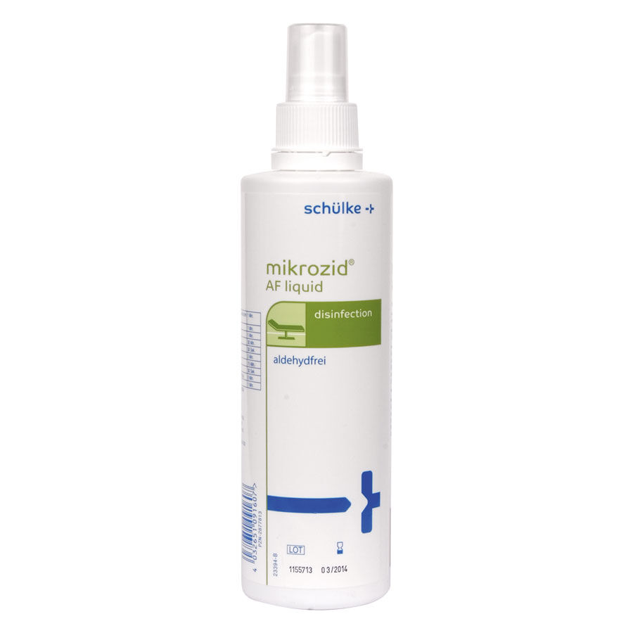 250 ml Flasche mikrozid AF Liquid auf weißem Hintergrund