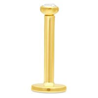 Goldenes 18K Labret mit klarem Kristall auf weißem Hintergrund
