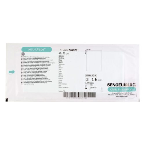 Verpacktes steriles Abdecktuch 45x75 cm von Sengewald auf weißem Hintergrund