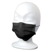 Schwarze Gesichtsmaske auf einem weißen Modellkopf in Studioaufnahme