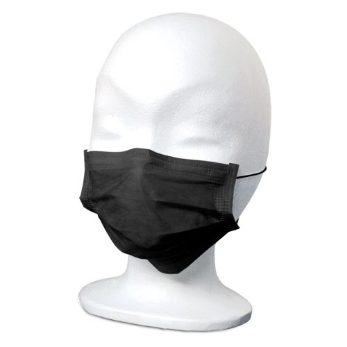 Schwarze Gesichtsmaske auf einem weißen Modellkopf in Studioaufnahme