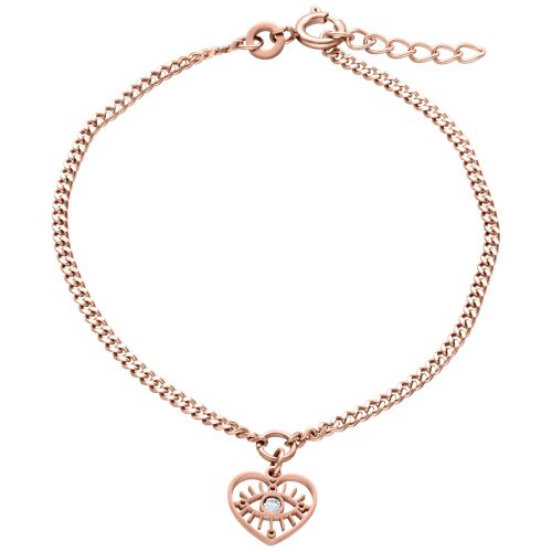 Roségoldenes Armband mit Herzanhänger und klarem Kristall