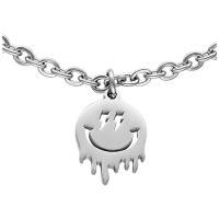 Silbernes Armband mit Smiley-Anhänger auf weißem Hintergrund