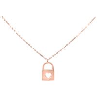 Roségoldene Kette mit herzförmigem Schlossanhänger auf weißem Hintergrund