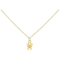 Goldene Kette mit kleinem Spinnenanhänger auf weißem Hintergrund