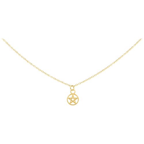 Goldene Kette mit Pentagramm-Anhänger auf weißem Hintergrund