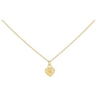 Goldene Herzanhänger-Kette auf weißem Hintergrund