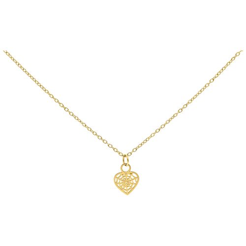 Goldene Herzanhänger-Kette auf weißem Hintergrund