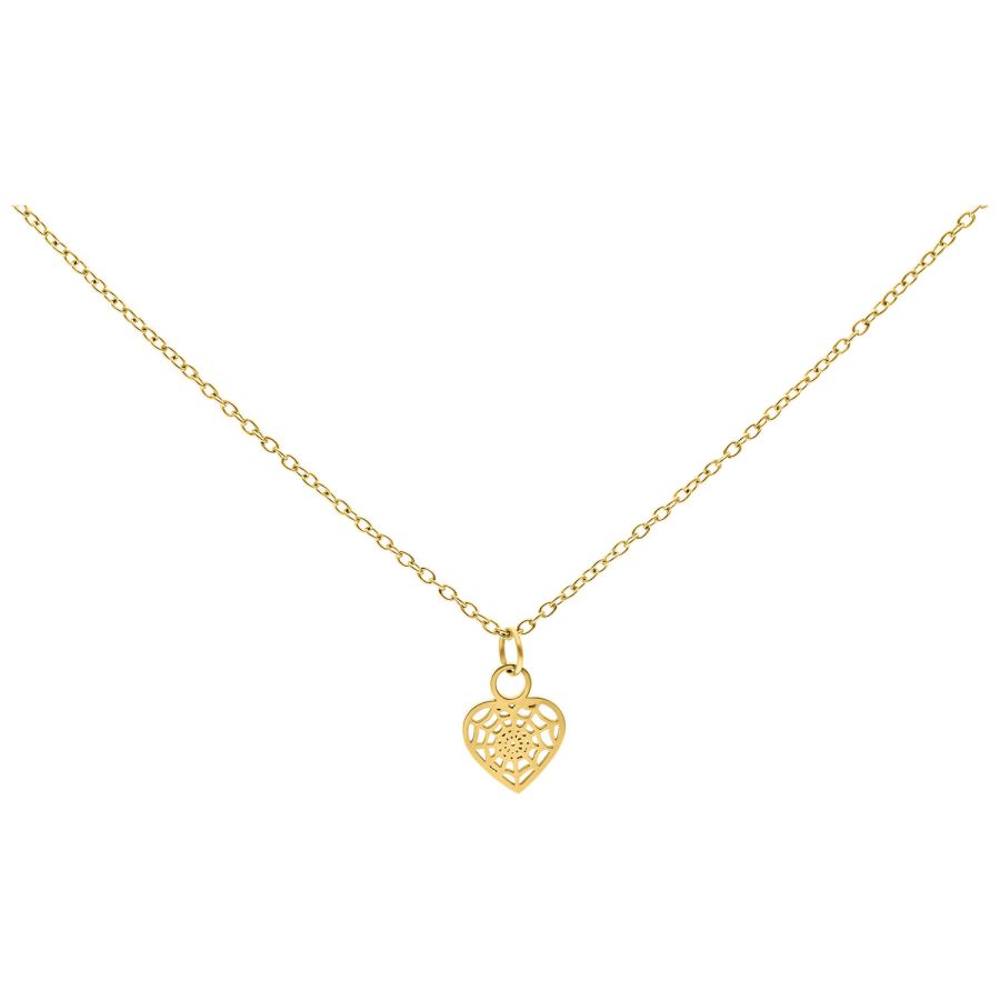 Goldene Herzanhänger-Kette auf weißem Hintergrund