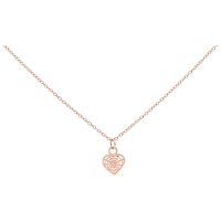 Roségoldene Kette mit filigranem Herzanhänger auf weißem Hintergrund