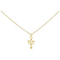 Goldene Kette mit hängendem Lilienanhänger auf weißem Hintergrund