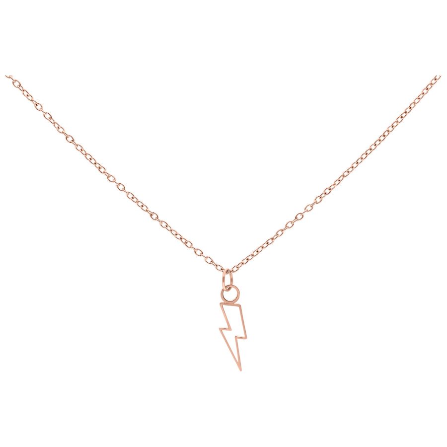 Roségoldene Kette mit Blitzanhänger, 50 cm, auf weißem Hintergrund