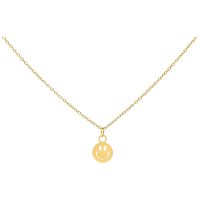 Goldene Kette mit Smiley-Anhänger auf weißem Hintergrund
