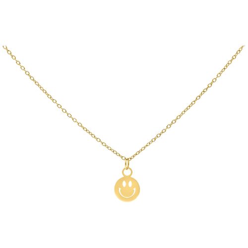 Goldene Kette mit Smiley-Anhänger auf weißem Hintergrund