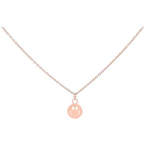 Roségoldene Kette mit Smiley-Anhänger auf weißem Hintergrund