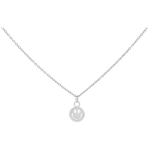 Silberne Smiley-Kette aus Chirurgenstahl auf weißem Hintergrund