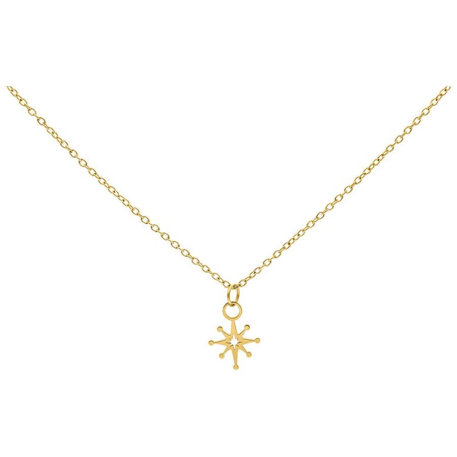 Goldene Kette mit Polarstern-Anhänger auf weißem Hintergrund