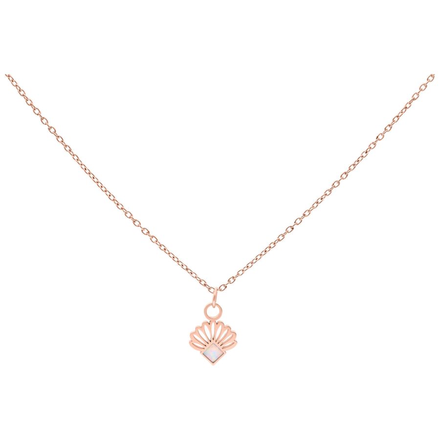 Kette mit synthetischem Opal-Anhänger in Roségold, 50 cm lang