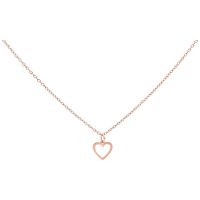 Kette aus Chirurgenstahl in Roségold mit kleinem Herzanhänger auf weißem Hintergrund