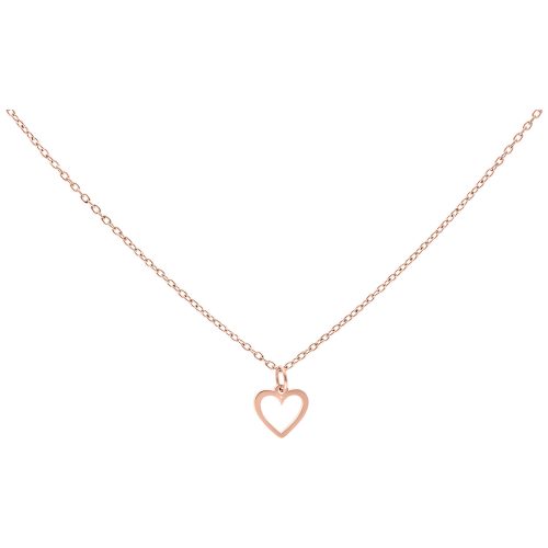 Kette aus Chirurgenstahl in Roségold mit kleinem Herzanhänger auf weißem Hintergrund