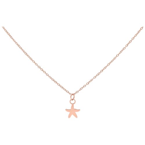 Roségoldene Kette mit einem kleinen Seestern-Anhänger auf weißem Hintergrund