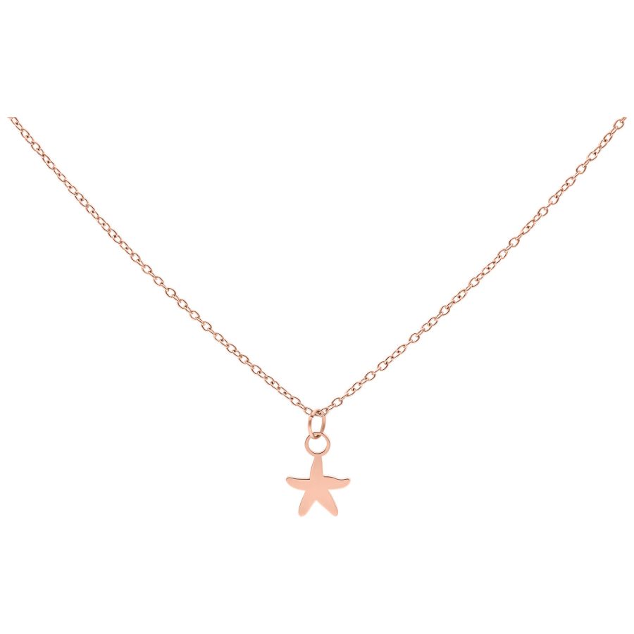 Roségoldene Kette mit einem kleinen Seestern-Anhänger auf weißem Hintergrund