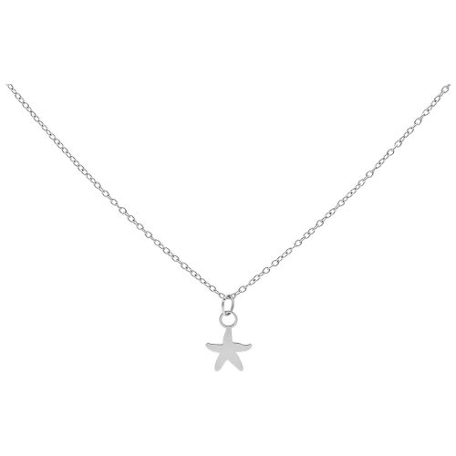 Silberne Kette mit kleinem Seestern-Anhänger auf weißem Hintergrund