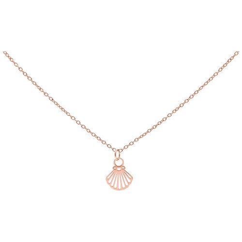 Kette aus Chirurgenstahl mit Muschel-Anhänger in Roségold auf weißem Hintergrund