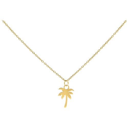 Goldene Kette mit Palmenanhänger auf weißem Hintergrund, 50 cm lang