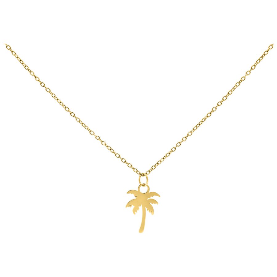 Goldene Kette mit Palmenanhänger auf weißem Hintergrund, 50 cm lang