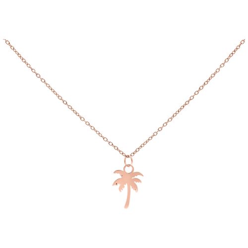 Roségoldene Kette mit Palmenanhänger auf weißem Hintergrund