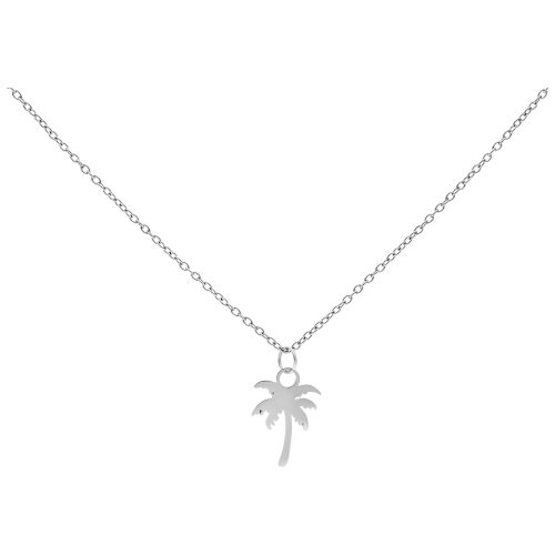 Silberne Kette mit Palmenanhänger auf weißem Hintergrund