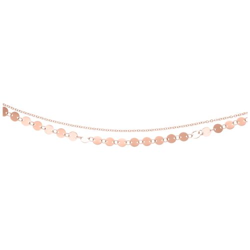 Roségoldene mehrlagige Fußkette aus Chirurgenstahl auf weißem Hintergrund