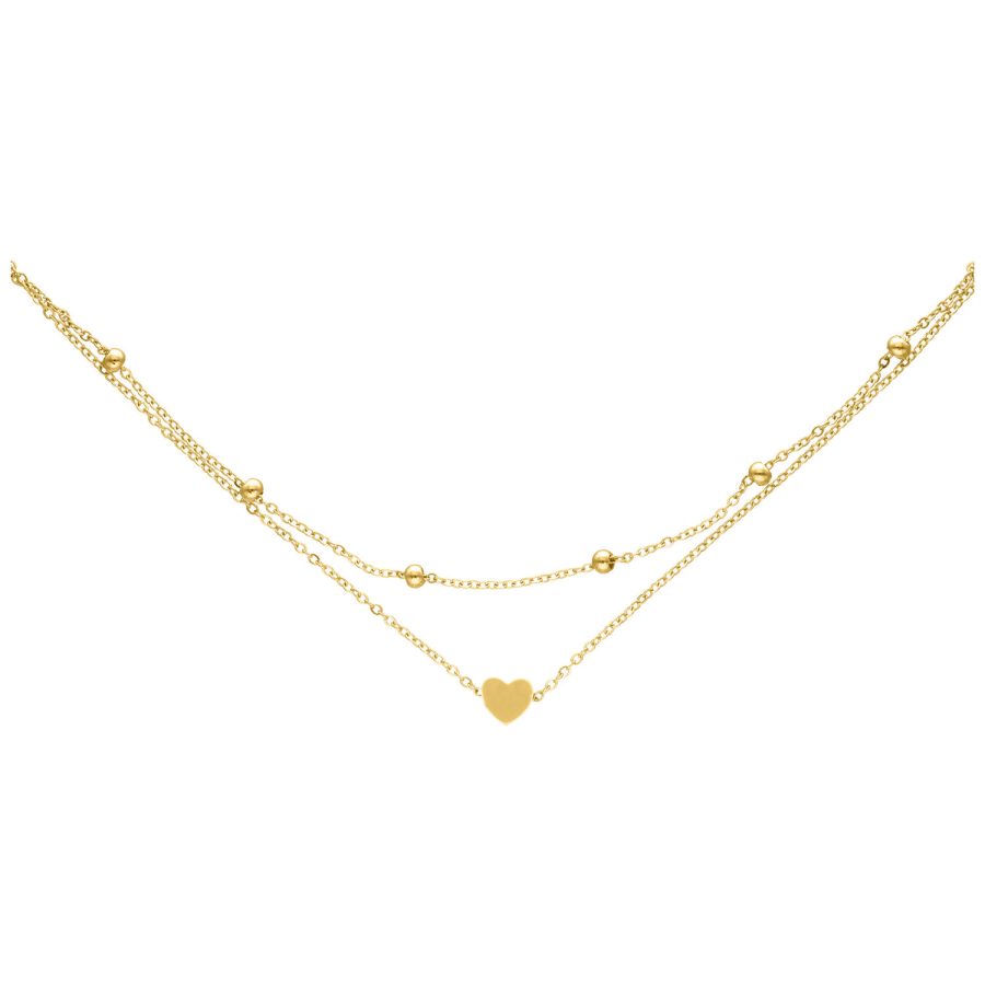 Goldene Fußkette mit kleinem Herzanhänger auf weißem Hintergrund