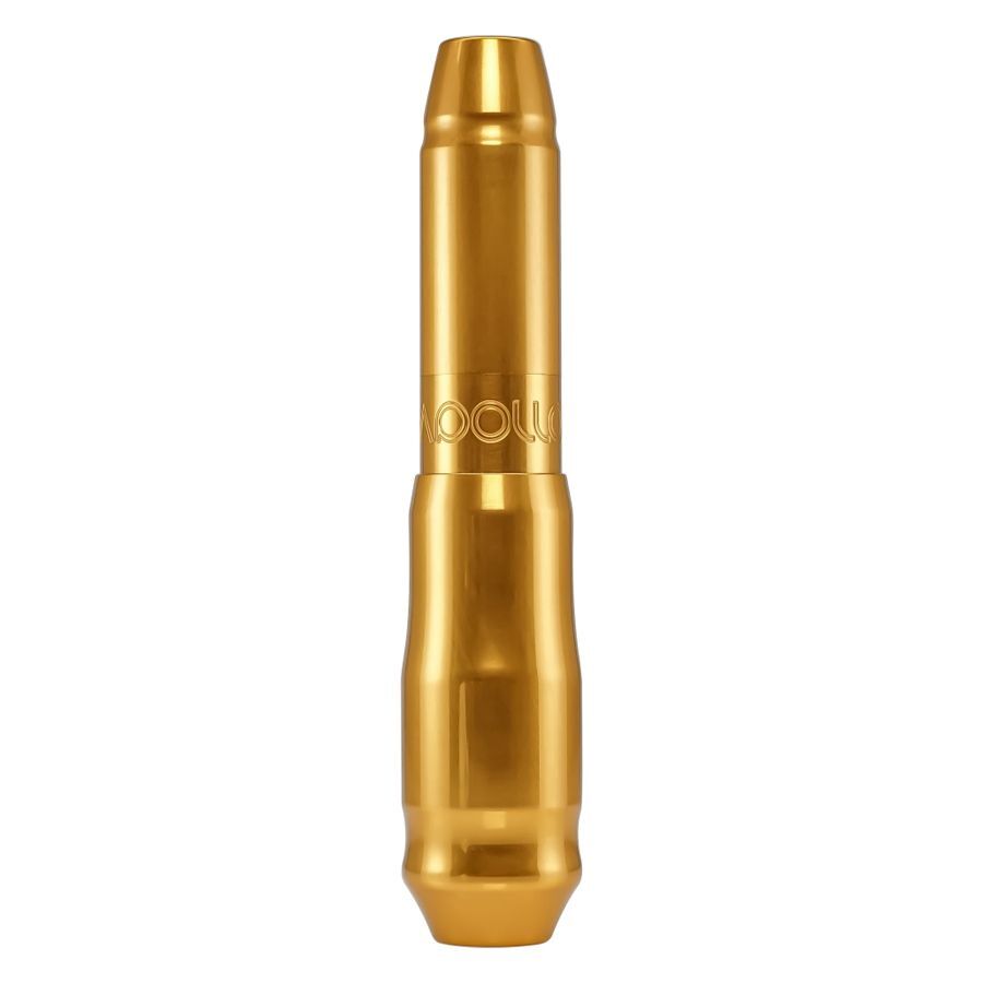Goldene FK Irons Microbeau Apollo Tattoomaschine auf weißem Hintergrund