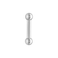 Silbernes Barbell Piercing mit 22mm Länge und 8mm Kugeln auf weißem Hintergrund