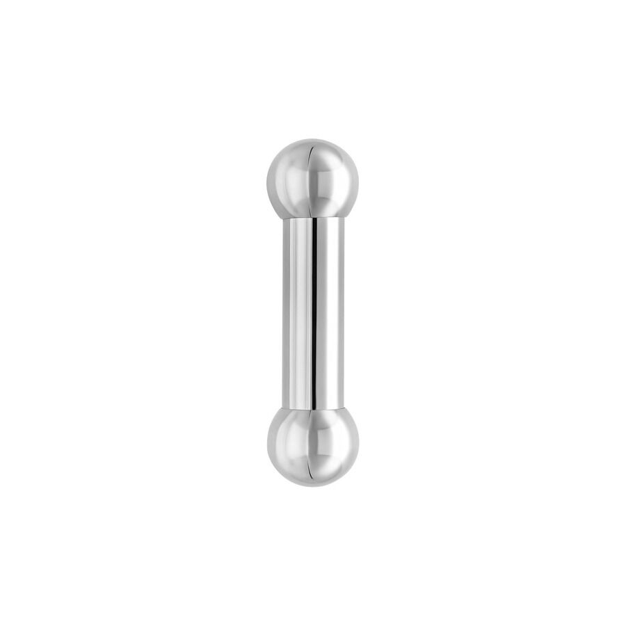 Silberner Barbell mit zwei Kugeln auf weißem Hintergrund