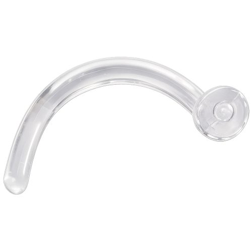 Transparenter Nasenstecker aus Bioplast mit weißer Scheibe auf weißem Hintergrund