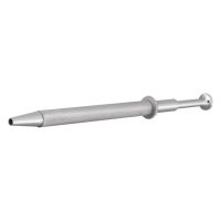 Silberner Ball Gripper aus Metall auf weißem Hintergrund, 13 cm lang