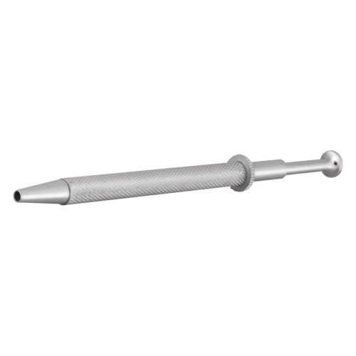 Silberner Ball Gripper aus Metall auf weißem Hintergrund, 13 cm lang