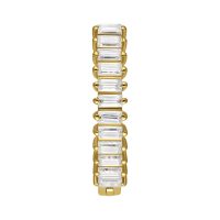 Goldener Bauchnabel Clicker mit rechteckigen Moissanit-Kristallen auf weißem Hintergrund