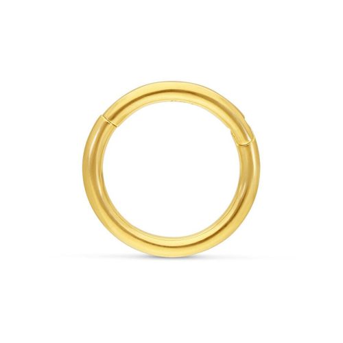 Glänzender 18K Goldring mit Scharnier auf weißem Hintergrund