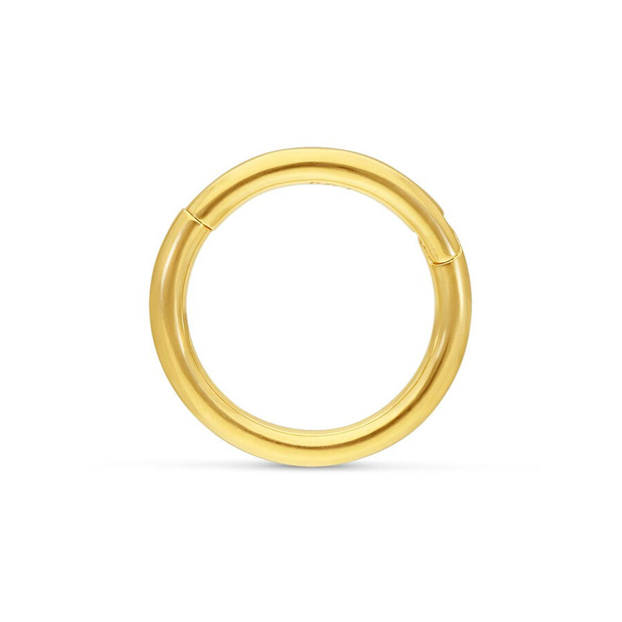 Glänzender 18K Goldring mit Scharnier auf weißem Hintergrund