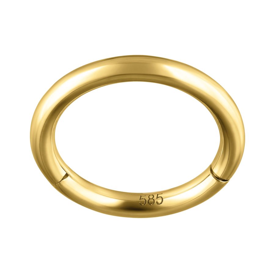 14 Karat Goldring mit Scharnier, 1,2 mm dick, 8,0 mm Durchmesser auf weißem Hintergrund