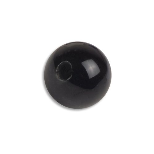 Schwarze Acrylkugel mit Innengewinde auf weißem Hintergrund
