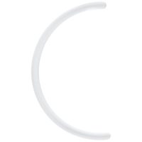 Weißer gebogener Piercingstab aus Bioplast auf weißem Hintergrund