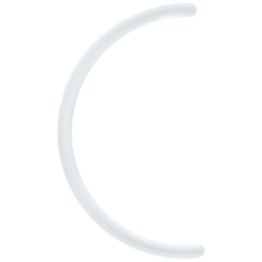 Gebogener weißer Bioplast Stab, 30,0 mm lang, Studiohintergrund