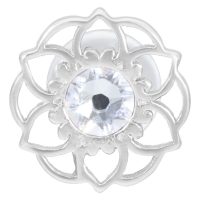 Silbernes Labret mit Mandala-Design und klaren Kristall auf weißem Hintergrund